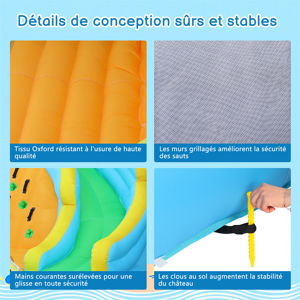 7-in-1 Inflatable Water Slide Park with Blower